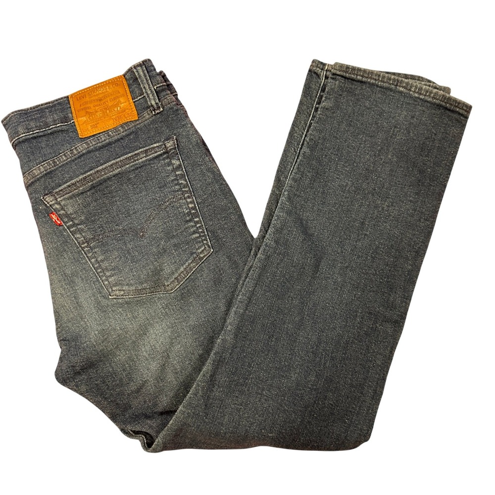 Levis Premium 502 Taper Fit Jeans Mens 36x32 Dark Wash Blue Denim Pants